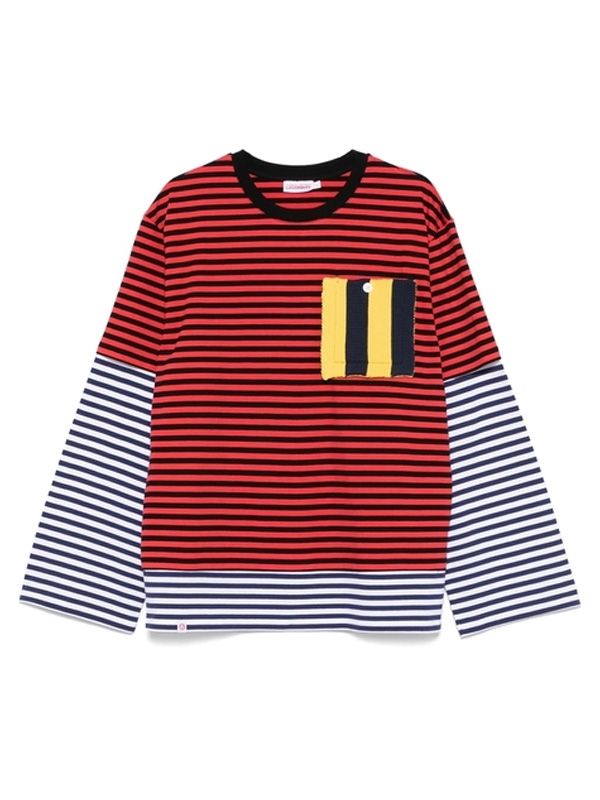 Stripe Pattern Layered Cotton Long Sleeve