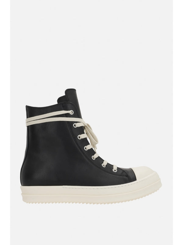 Zipper Detail Leather High-Top Sneakers