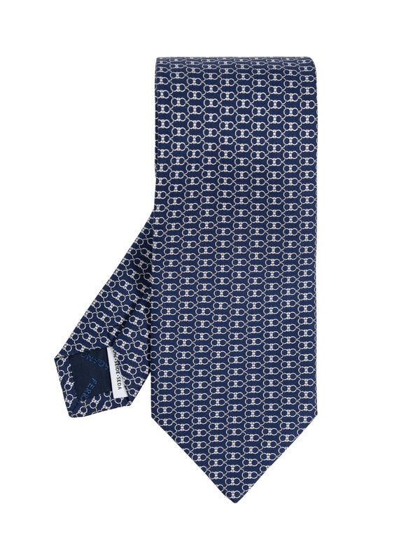 Gancini Pattern Silk Tie