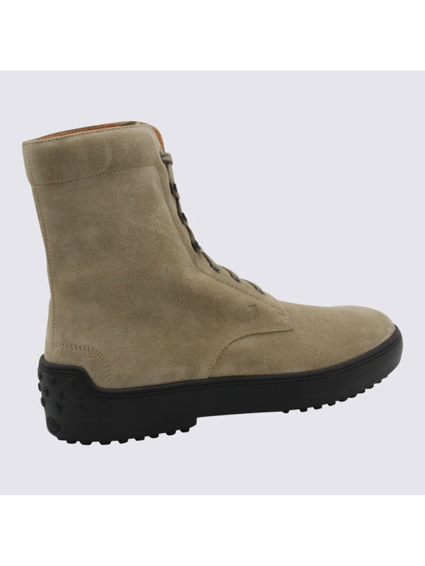 Tod'S Beige Lace-Up Boots