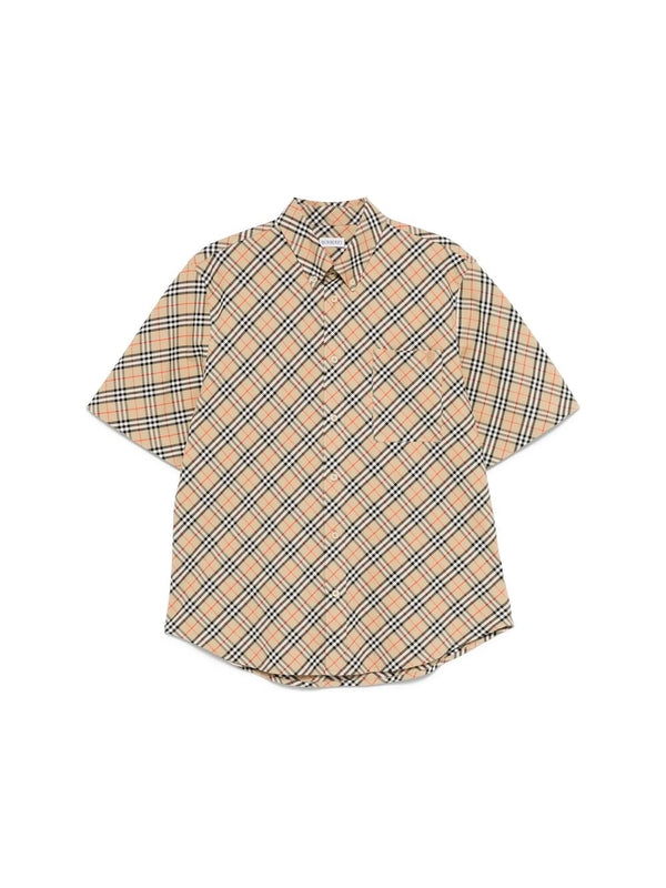 Vintage Check Pattern Cotton
  Short Sleeve Shirt