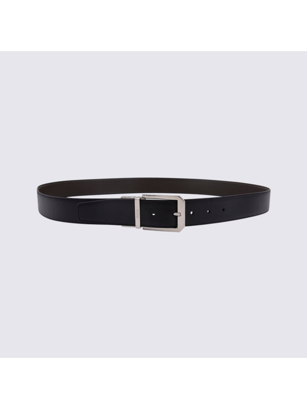 Z Zegna Black Leather Belts