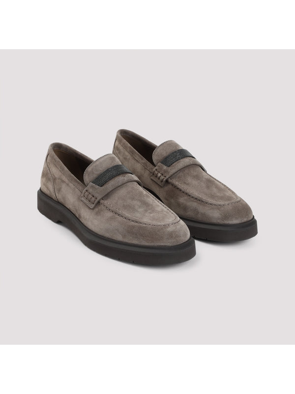 Monili Detail Suede Loafers