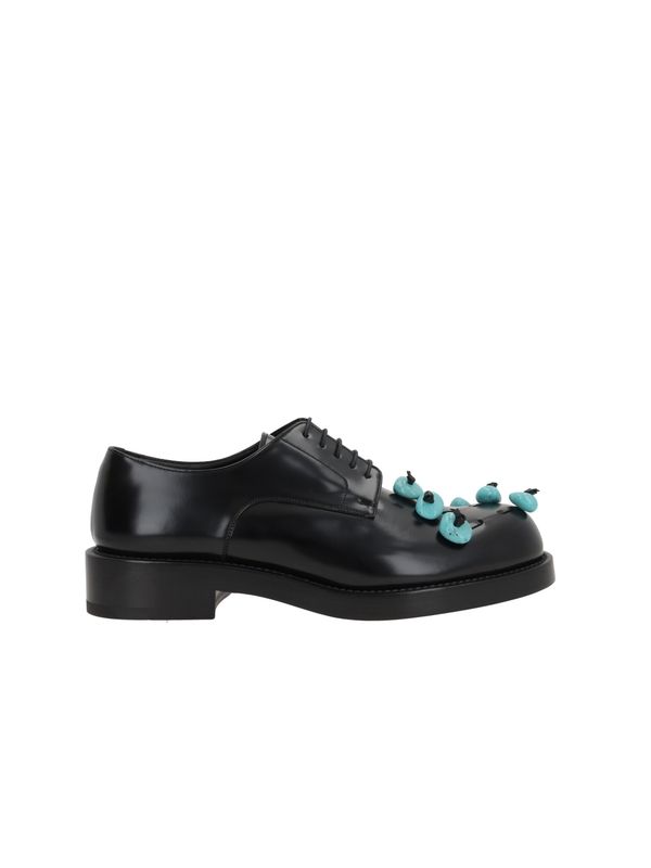 Stone Embellished Leather Lace-Up Shoes