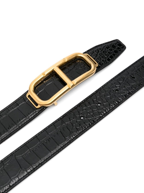 Crocodile Effect Leather Belt