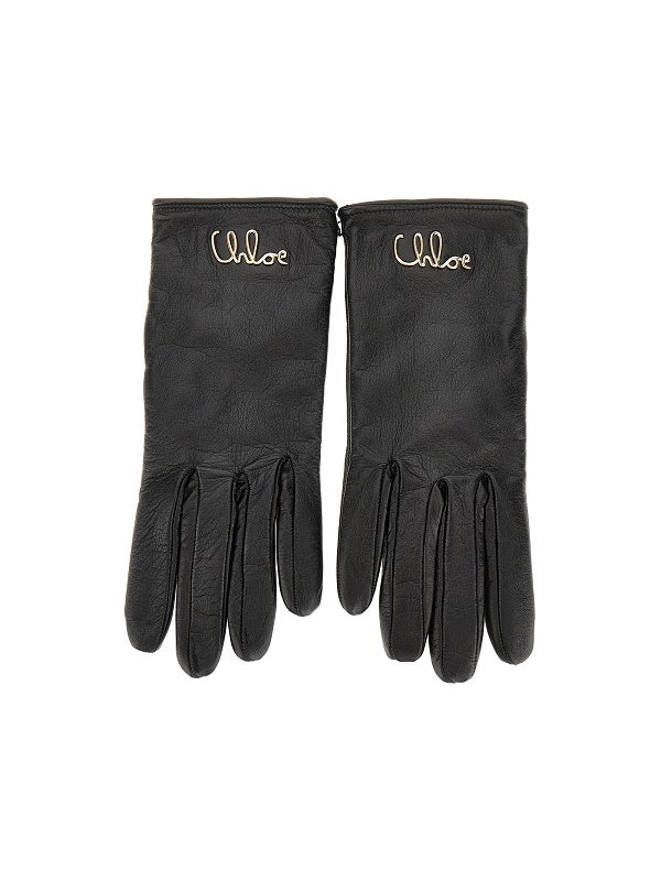 Chloe Black Leather Gloves