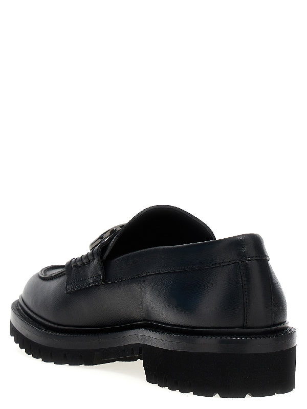 V Logo Leather Loafer