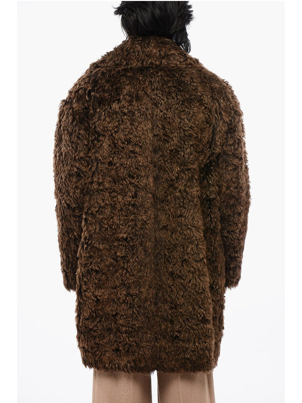 Brown Merino Wool Cotton Fur Jacket