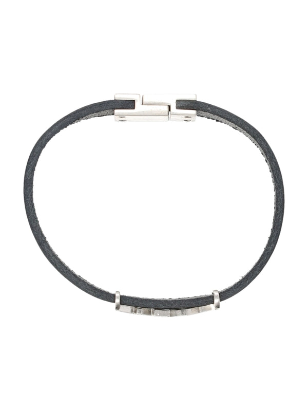 Cassandra Metal Logo Leather Bracelet