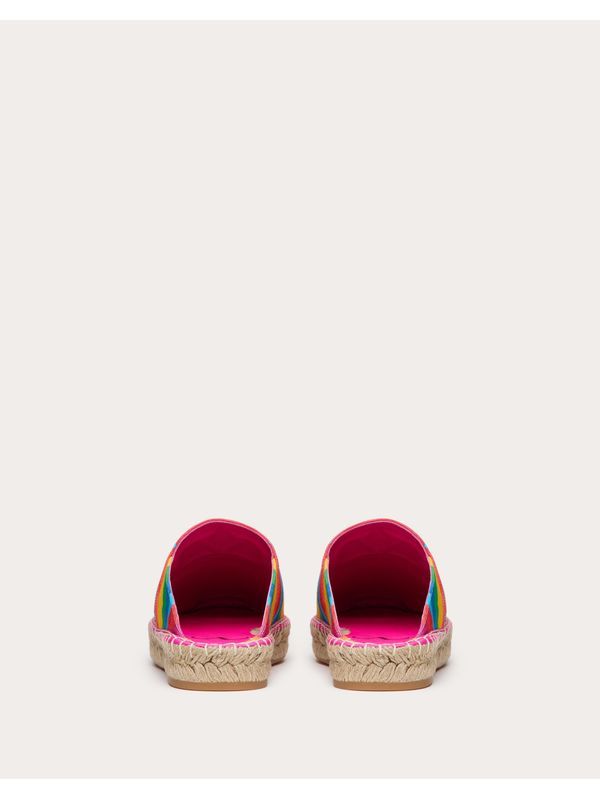 V Logo Multicolor Espadrille Mules