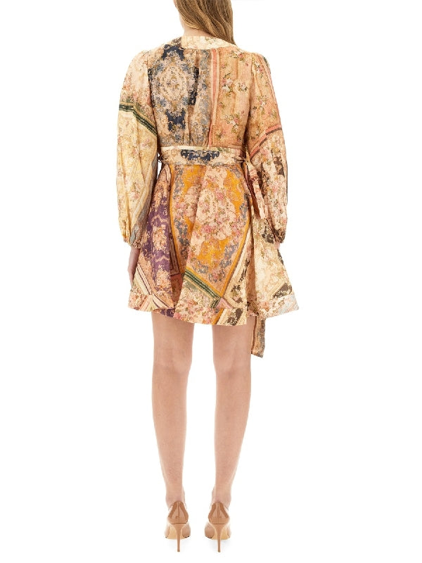 August Floral Printing Wrap Dress