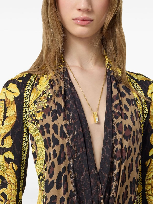 Wild Baroque Printing Silk Bodysuit