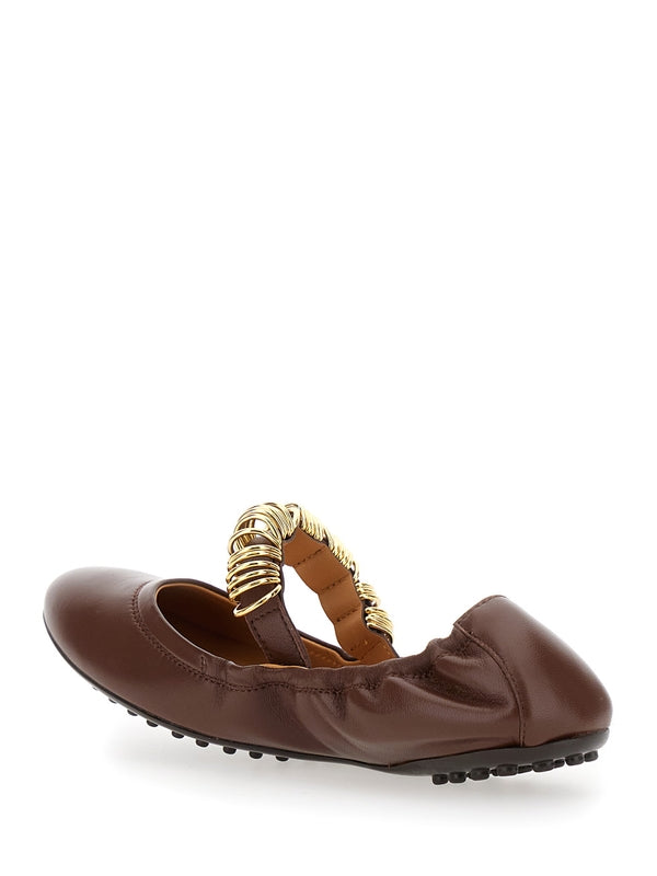 DEE Ring Detail Leather Ballet Flat Shoes