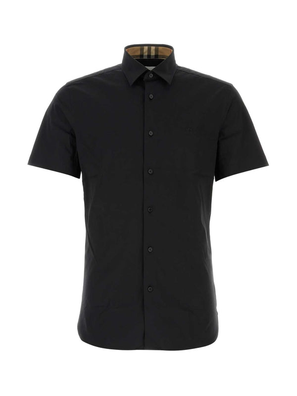 Black Cotton Short-sleeve Shirt
