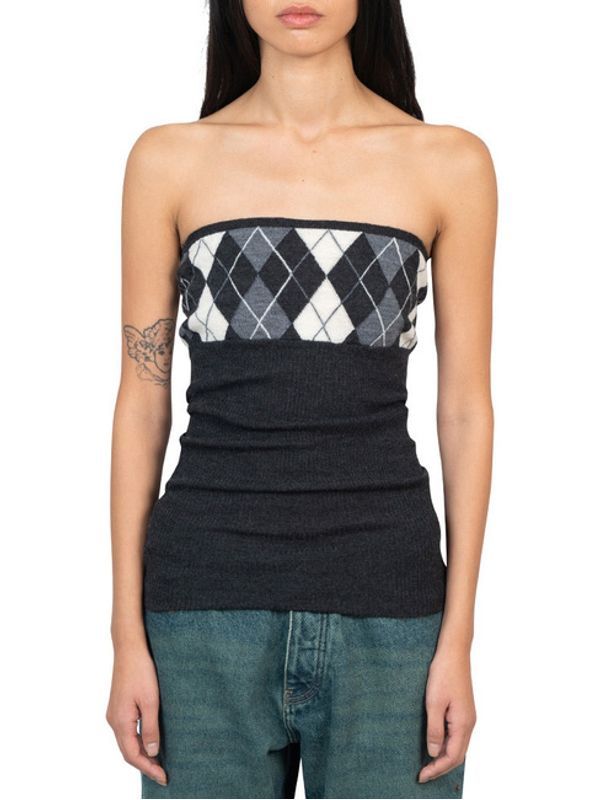 Pau Check Wool Sleeveless Top