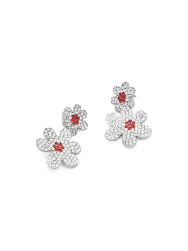 Rhinestone Flower Detail Earrings