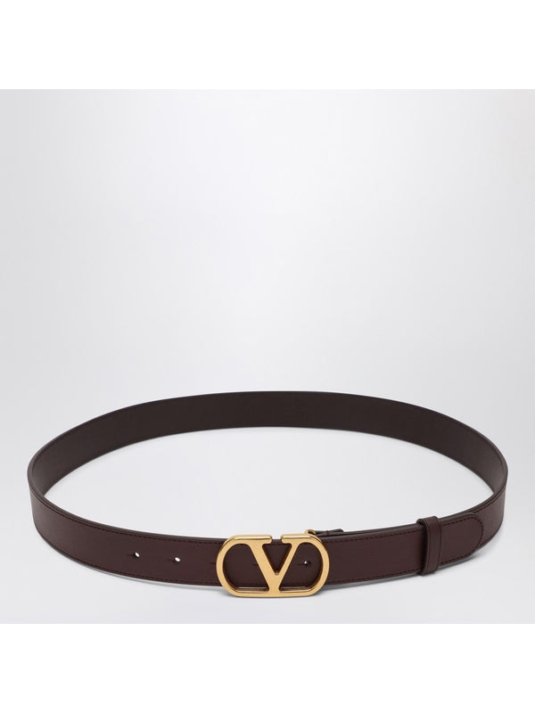 V Logo Signature Leather Belt