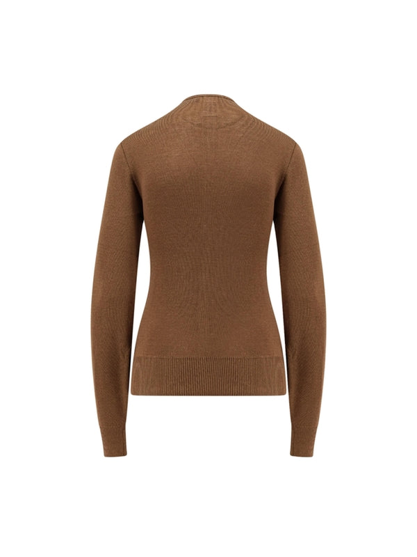 Brown button wool knit