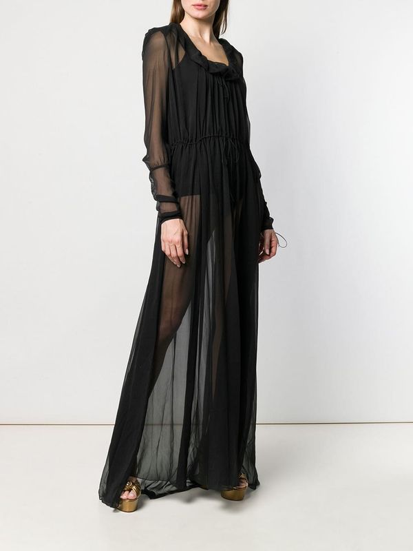 Semi Sheer Silk Long Dress