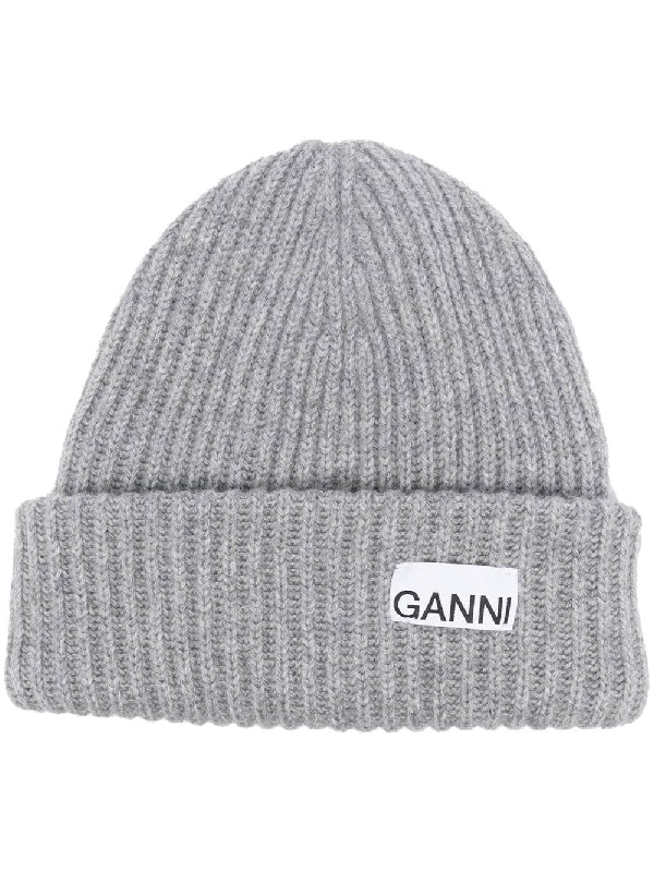 Logo Rib Turn-Up Wool Beanie