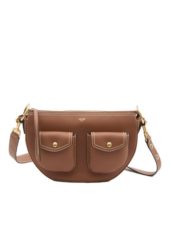 Double Pocket Leather Shoulder Bag