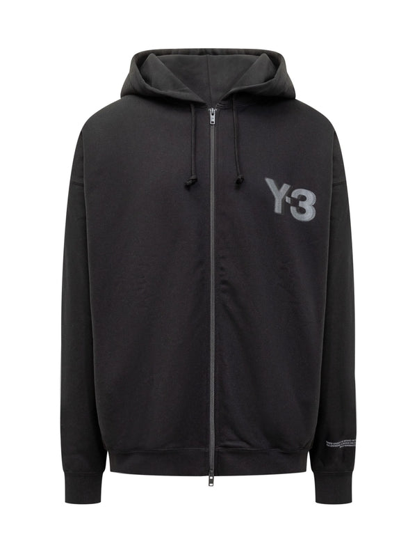 ロゴ コットンブレンド フード付き ジップアップ