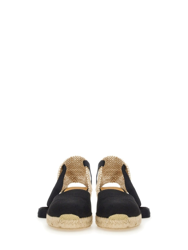 Castañer Black Beige Wedge Sandals