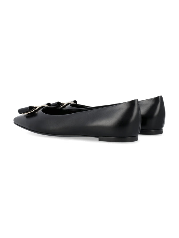 FERRAGAMO - Bow Decoration Leather Flat Shoes - Jente