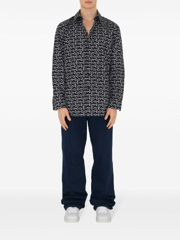 B Printed Cotton Poplin Shirt