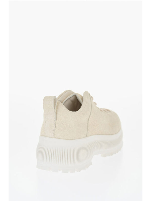 Beige Lace-Up Low-Top Sneakers