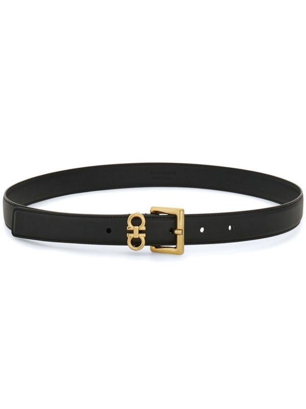 Double Gancini Leather Belt