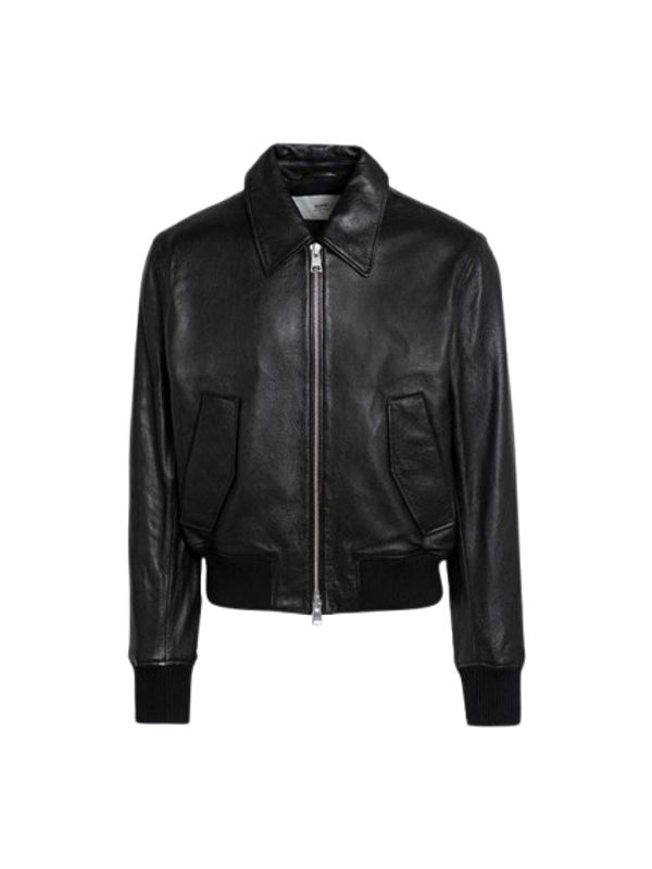 Back Logo Collar Leather Jacket