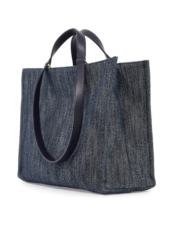 Venna Logo Jacquard Denim Medium Tote Bag - Jente