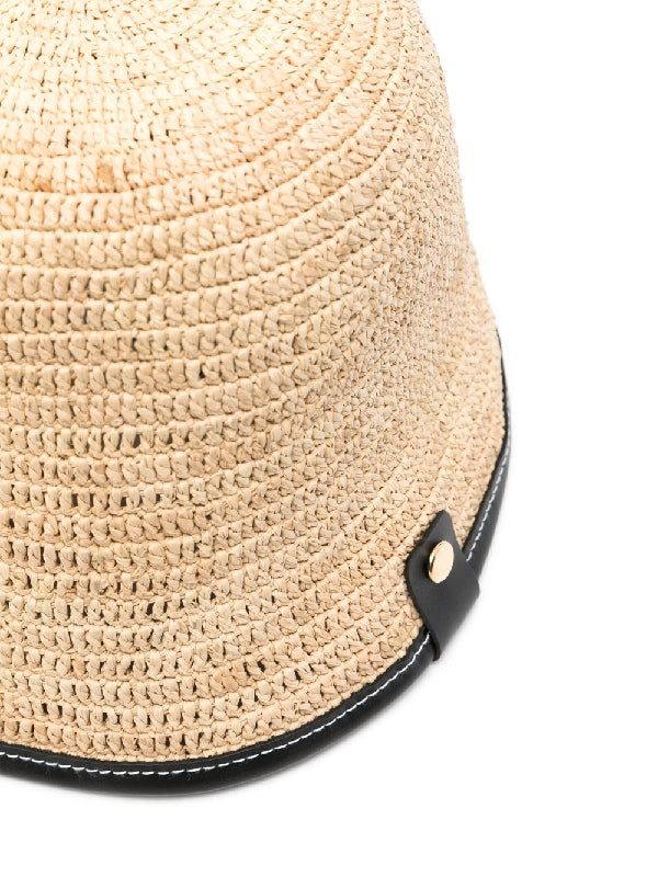 Logo Patch Raffia Bucket Hat