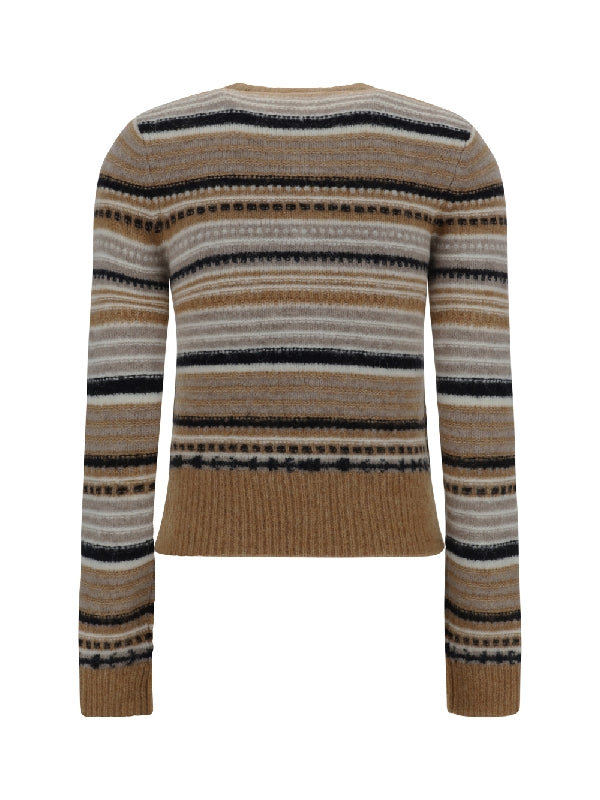 GANNI - Striped Wool Blend Cardigan - Jente