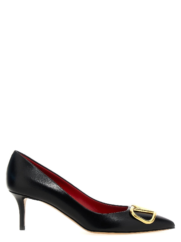 V Logo Leather Pumps Heel