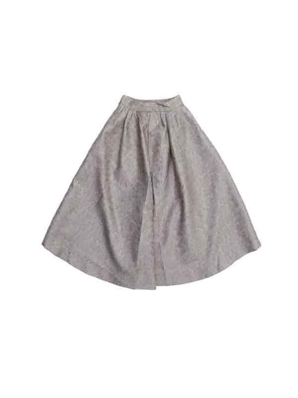 Bow Jacquard Flare Midi Skirt