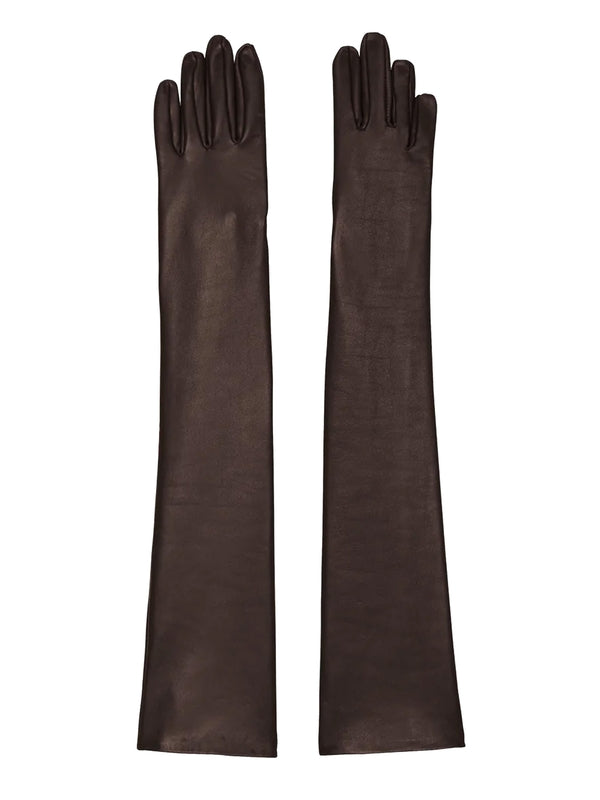 The Frankie Shop Brown Leather Gloves