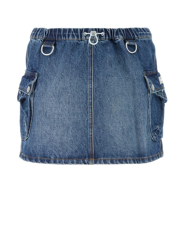 Banded Pocket Cotton Denim Skirt