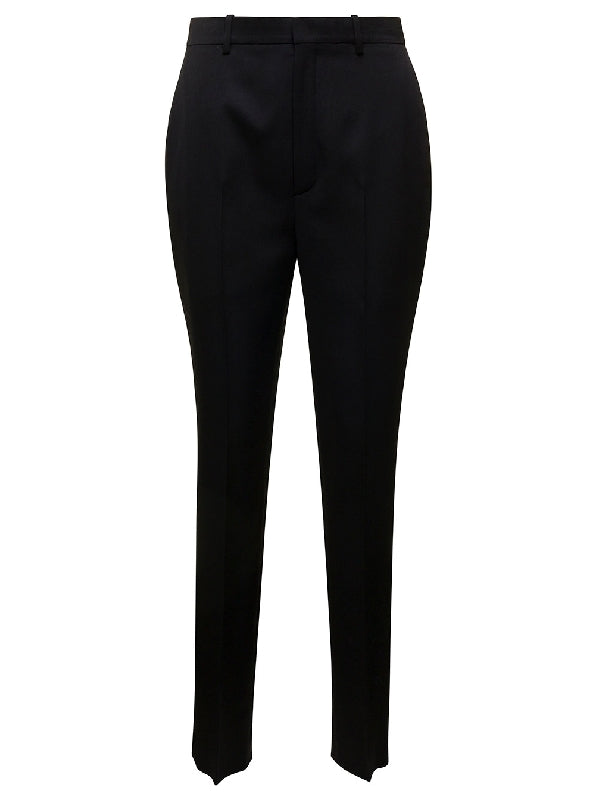 Black Wool Satin Pants