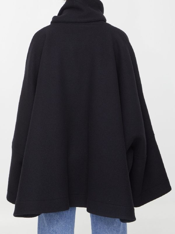 Bow Detail Wool Cape