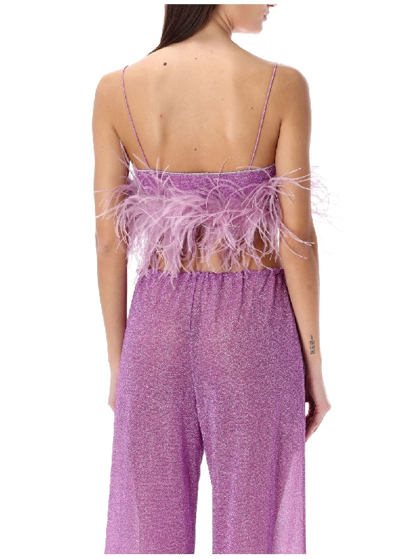 Lumiere Lurex Feather Hem Slip Top