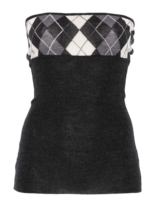 Pau Check Wool Sleeveless Top