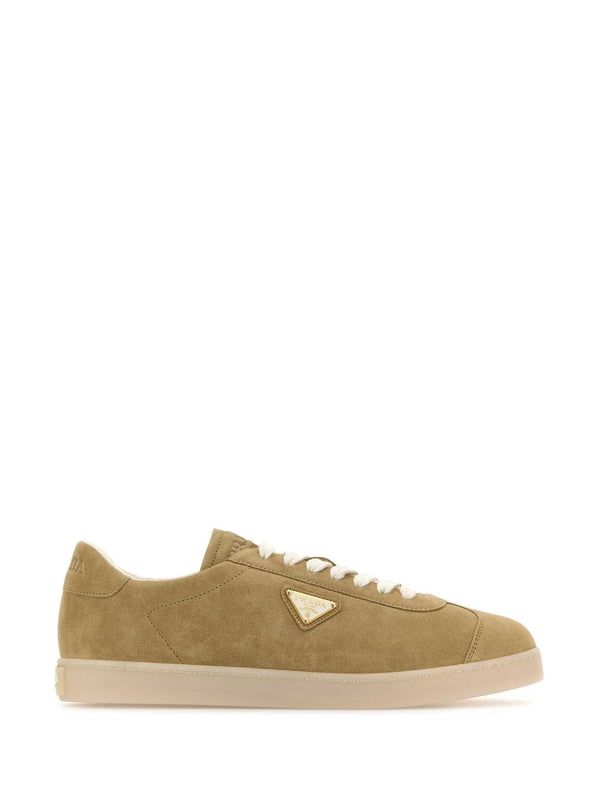 Triangle Logo Suede Low-top Sneakers