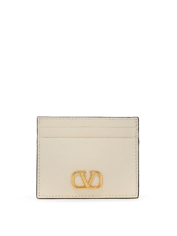 V Logo Leather Cardholder - Jente