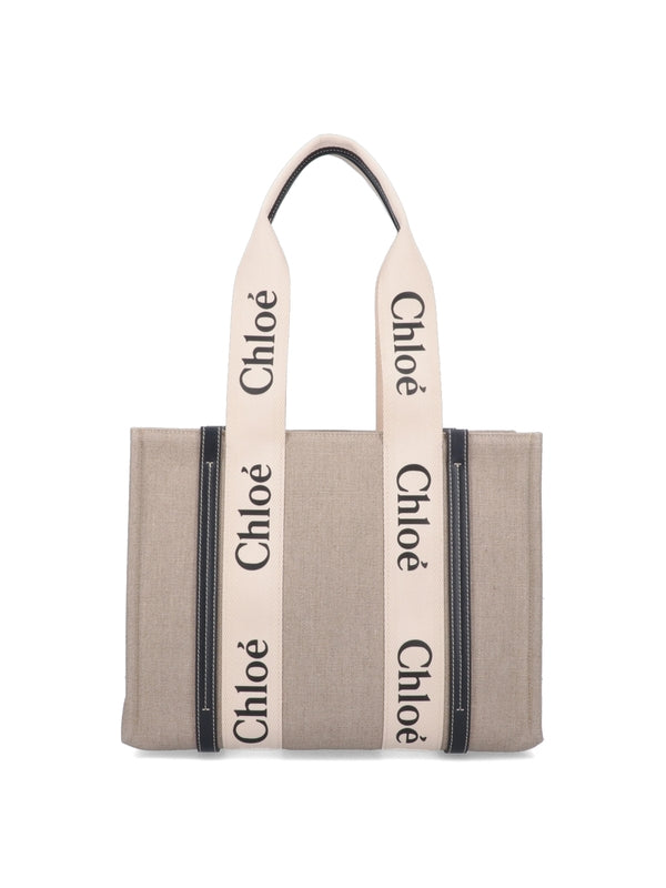 Woody Logo Medium Tote Bag