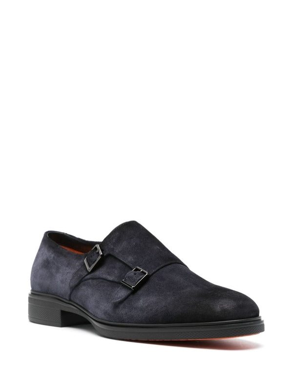 Double Buckle Suede Monk Strap Shoes