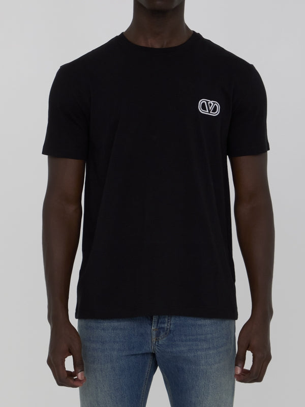 V Logo Cotton Short Sleeve T-Shirt - Jente