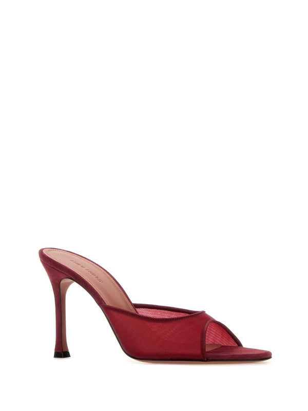 Amina Muaddi Burgundy Sandal Heels