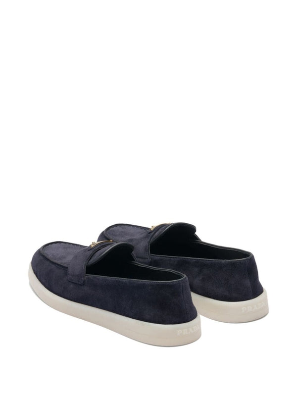 Triangle Logo Suede Loafers